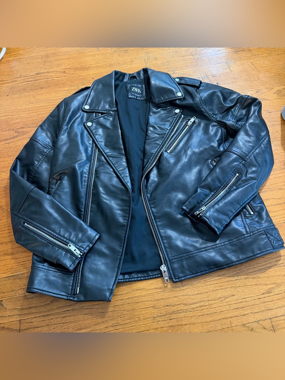 ZARA Black Faux Leather Biker Jacket